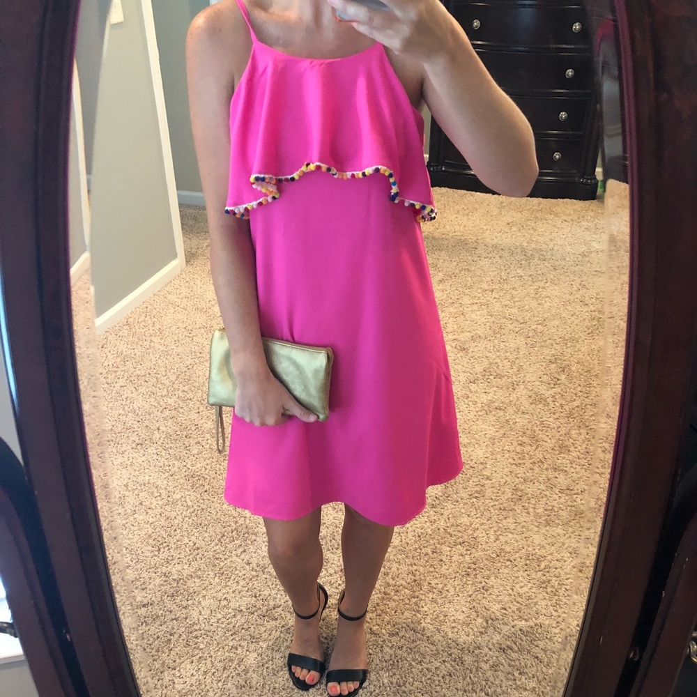 Hot Pink Pom Pom Dress